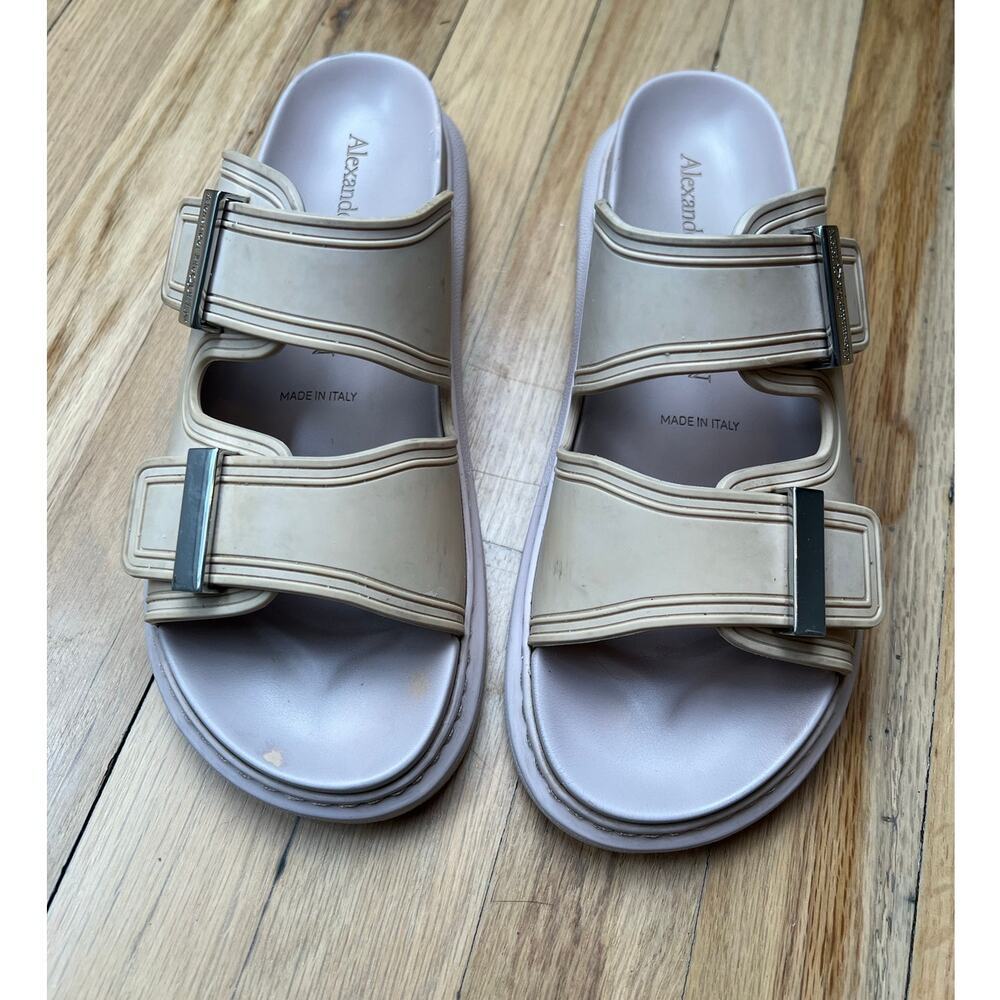 Alexander McQueen Hybrid Rubber Slides Beige Tea Rose Sandals Women 38 US 8 FLAW - Picture 2 of 16